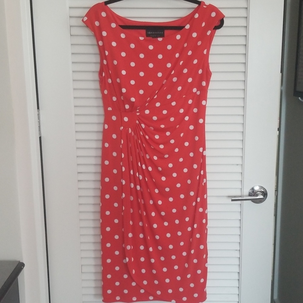 Polka Dot Faux Wrap Dress